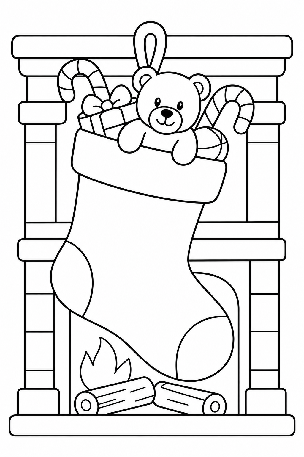 Christmas Stocking Coloring Book – Oversized Stocking with Toys and Candy Canes