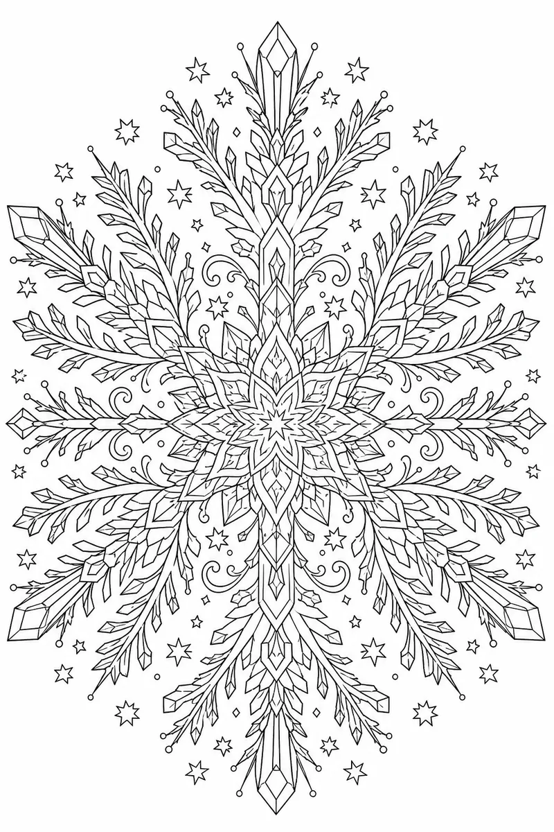 Intricate Snowflake Mandala Coloring Page