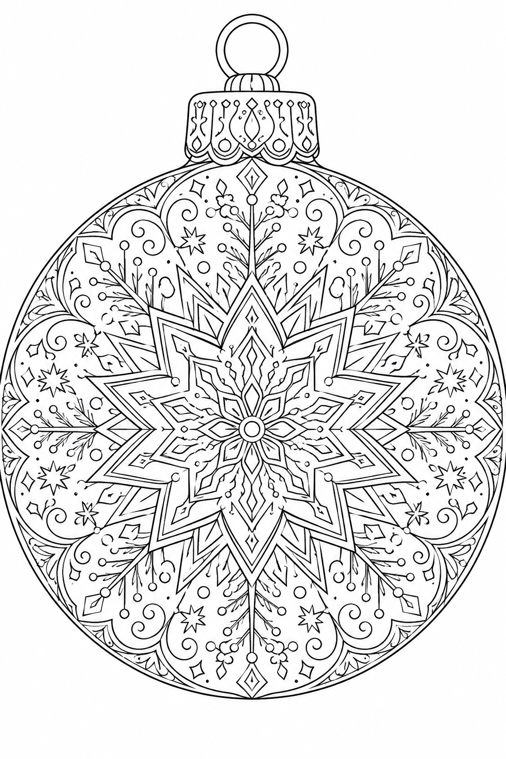 Christmas Ornaments Coloring Book – Mandala Ball with Snowflake and Star Patterns