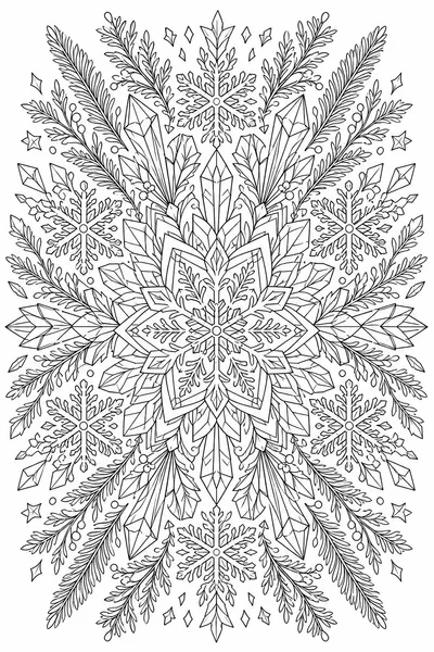 Free Adult Coloring Christmas Pages – Symmetrical Winter Snowflake Mandala