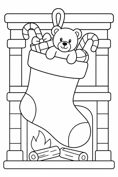 Christmas Stocking Coloring Book – Oversized Stocking with Toys and Candy Canes