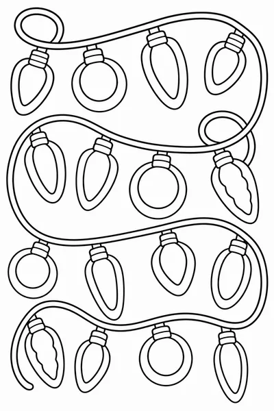 Christmas Light Coloring Page – Oversized Bulbs with Glowing Halos