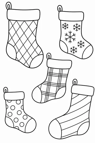 Christmas Stockings Pattern Coloring Page