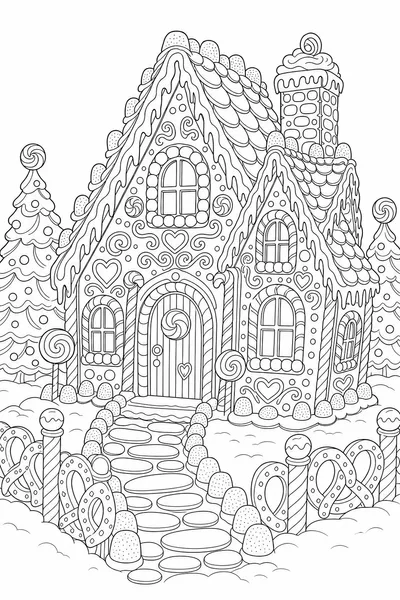 Elaborate Gingerbread House Coloring Page