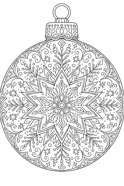 Christmas Ornaments Coloring Book – Mandala Ball with Snowflake and Star Patterns