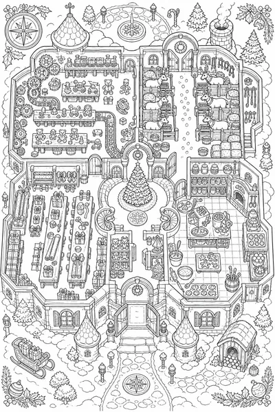 Santa's North Pole Workshop Map Coloring Page