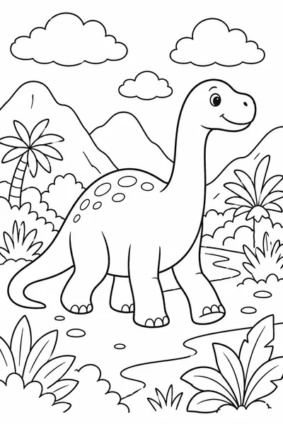 The Good Dinosaur Coloring Pages – Apatosaurus in a Prehistoric Valley