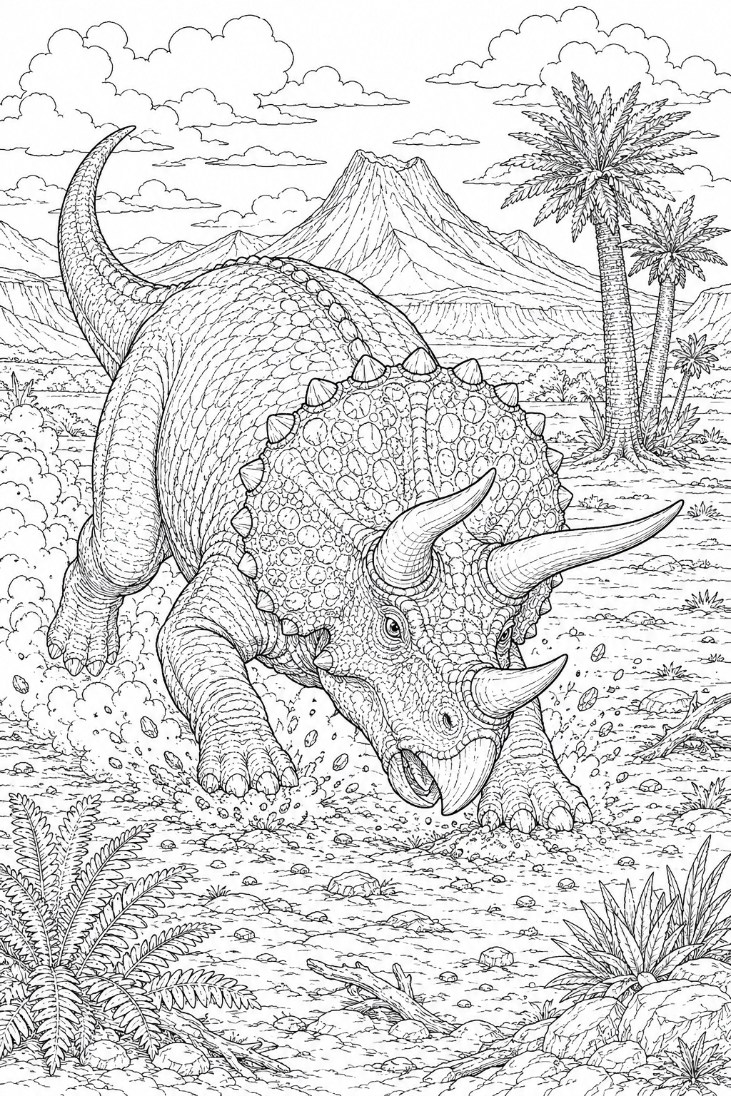 Dinosaur Coloring Pages Triceratops – Charging Across the Plains