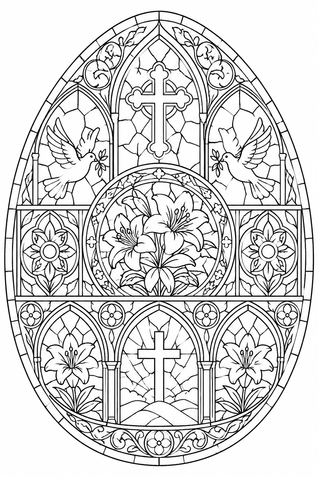 Stained Glass Easter Egg Coloring Page