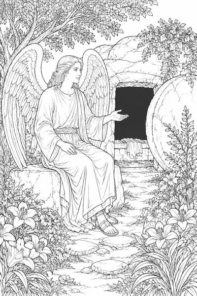 Easter Coloring Pages Biblical – Angel at the Open Tomb