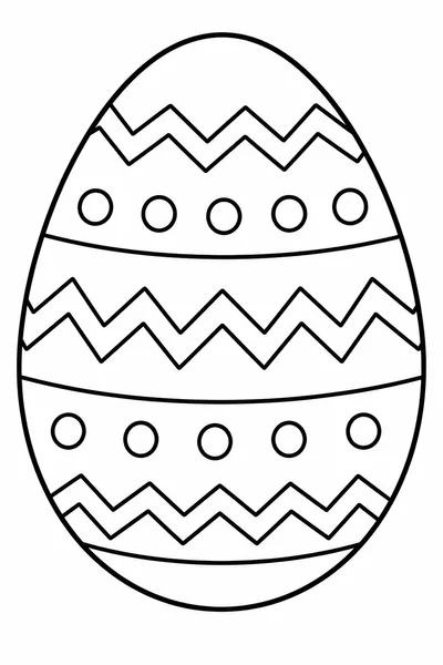 Easy Easter Egg Coloring Pages – Single Large Egg with Zigzag and Dot Patterns