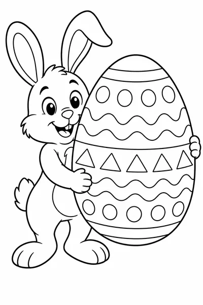 Easter Bunny Coloring Pages to Print – Bunny Holding Decorated Egg