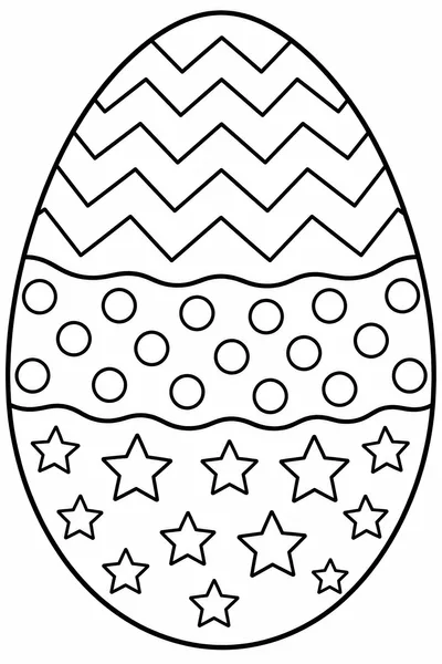 Easter Egg Color Page – Oversized Egg with Chevrons, Polka Dots, and Stars