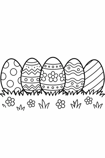 Easter Egg Coloring Pages to Print – Row of Five Patterned Easter Eggs
