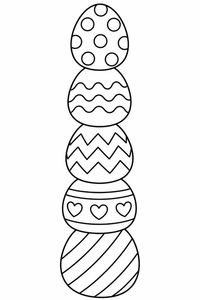 Easter Eggs to Coloring Pages – Tall Tower of Five Stacked Patterned Eggs