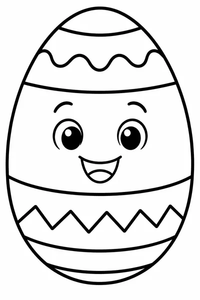 Preschool Easter Egg Coloring Pages – Giant Simple Egg with Happy Face