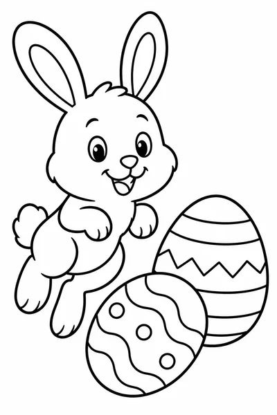 Easter Coloring Pages for Preschoolers – Simple Bunny Hopping with Eggs