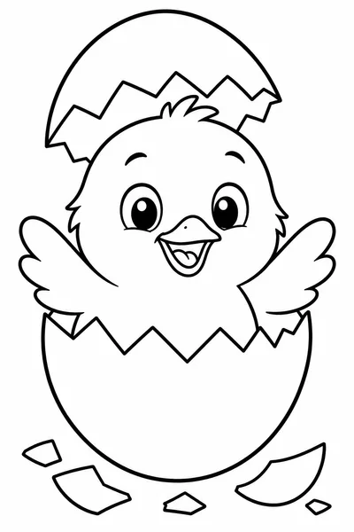 Easter Coloring Pages for Preschool – Baby Chick Hatching from a Cracked Egg