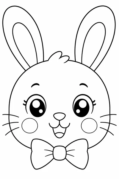Cute Easy Easter Coloring Pages – Big Bunny Face with Bow Tie