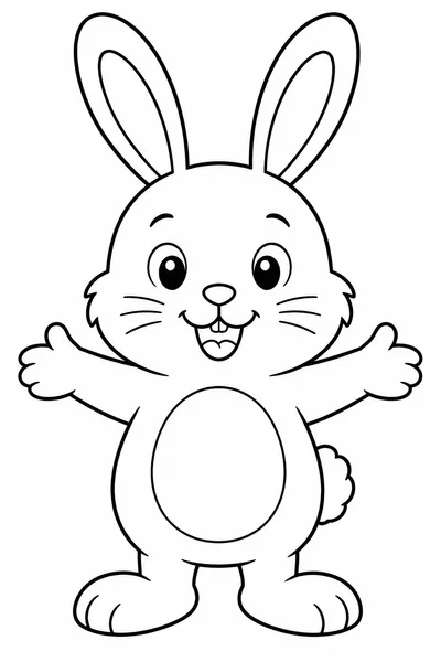 Simple Easter Bunny Coloring Pages – Round-Bodied Bunny Standing with Arms Out