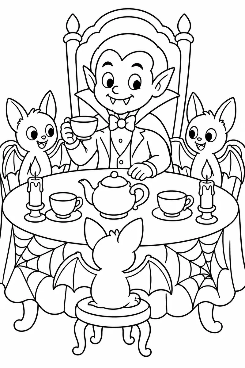 Vampire Tea Party Coloring Page