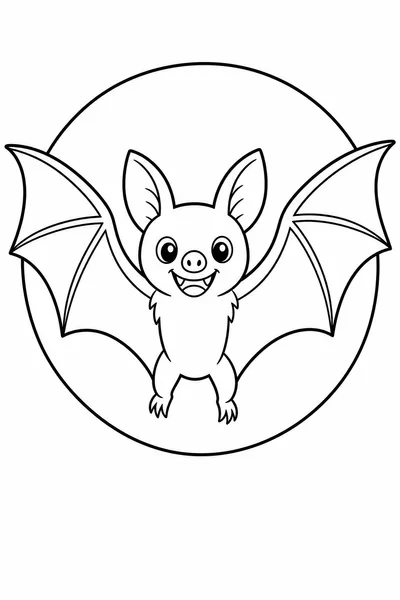 Halloween Bat Coloring Pages – Friendly Bat Spread Across a Full Moon