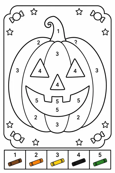Free Printable Halloween Color by Number Pages – Jack-o-Lantern Face