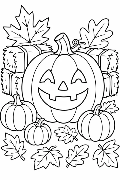 Halloween Coloring Pages Pumpkins – Cheerful Jack-o-Lantern in a Patch