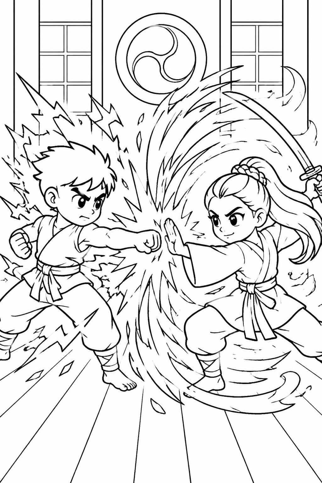 Bobby and Rumi Sparring Coloring Page