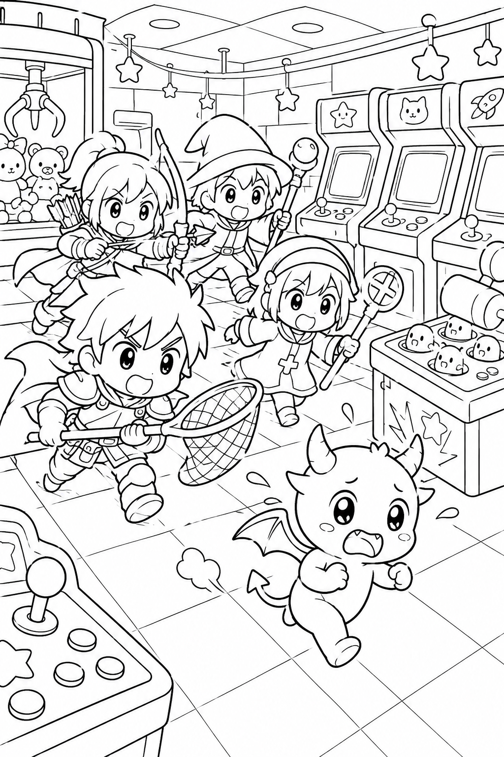 Kpop Demon Hunters Arcade Chase Coloring Page