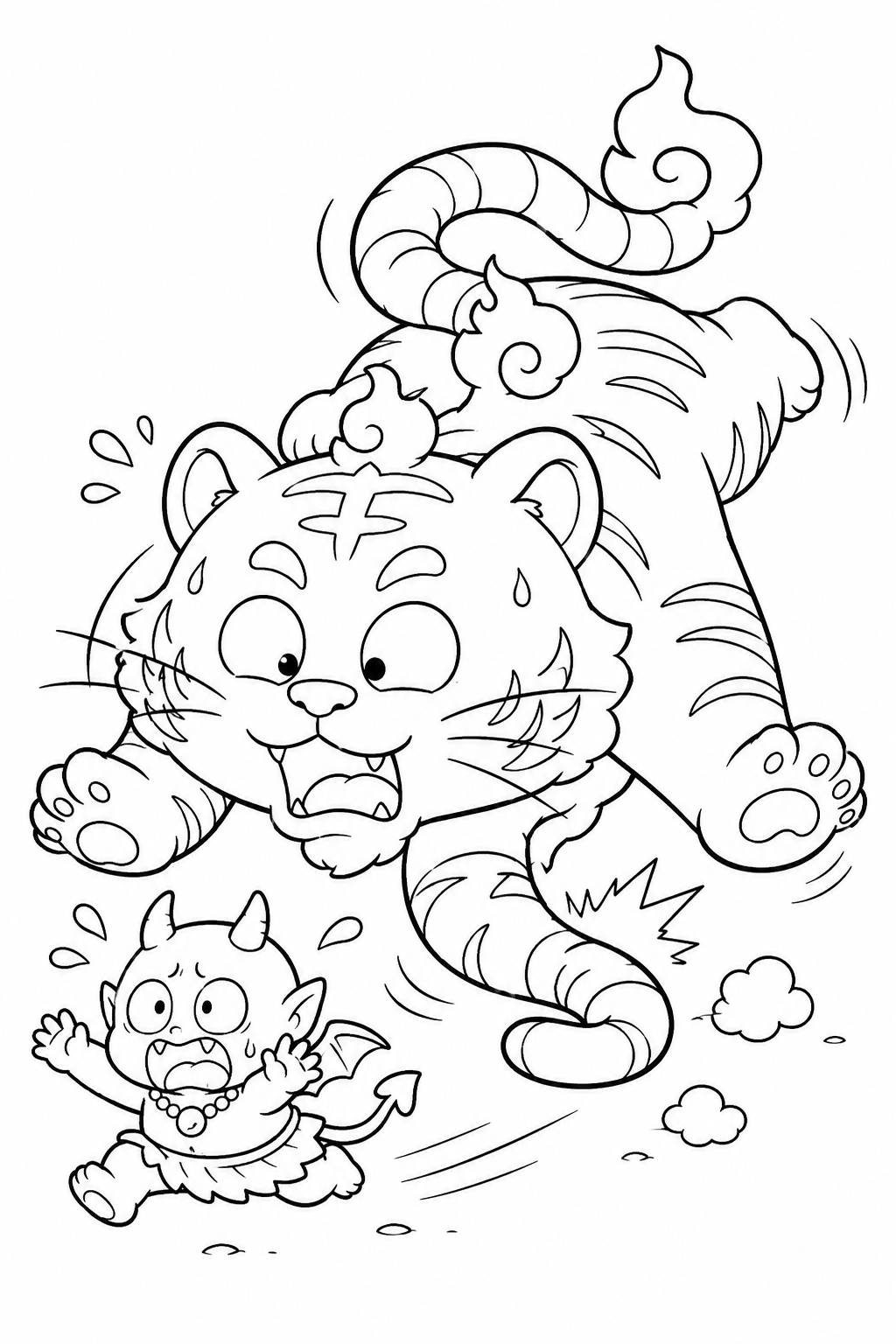 Derpy Tiger Kpop Demon Hunters Coloring Page – Tail-Trip Tumble