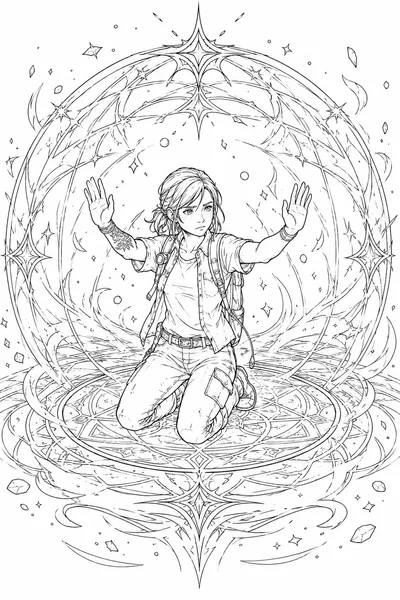Kpop Demon Hunters Abby Coloring Page – Ritual Circle Barrier Spell