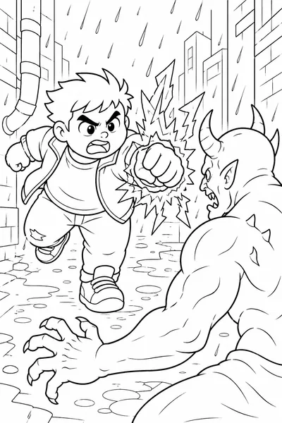 Bobby Kpop Demon Hunters Coloring Page – Lightning Fist Alley Showdown