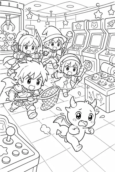 Kpop Demon Hunters Arcade Chase Coloring Page