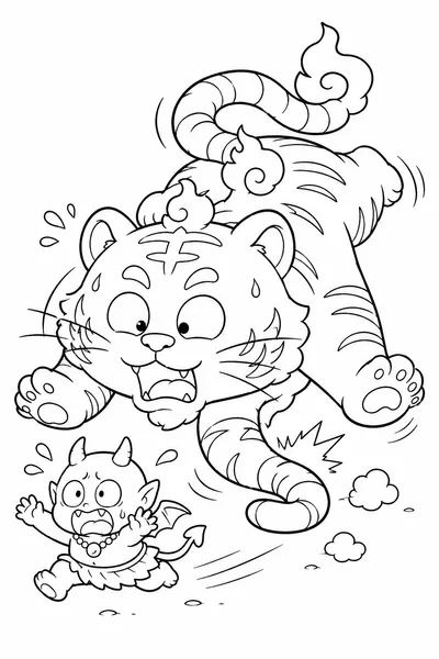 Derpy Tiger Kpop Demon Hunters Coloring Page – Tail-Trip Tumble