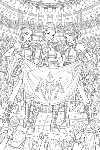 The Unofficial Coloring Book for Fans of Kpop Demon Hunters – Huntrix Squad Fan Tribute Poster