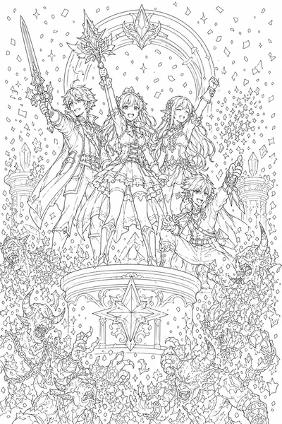 Golden Kpop Demon Hunters Coloring Page – Victory Podium Celebration