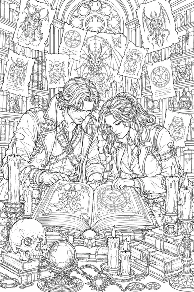 Kpop Demon Hunters Library Research Coloring Page