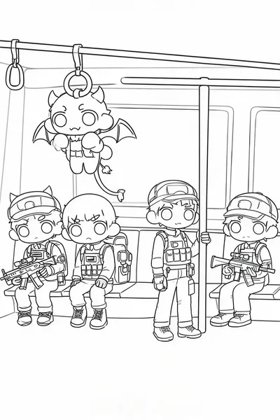 Kpop Demon Hunters Subway Commute Coloring Page