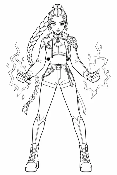 Printable Huntrix Kpop Demon Hunters Coloring Pages – Electric Solo Stance