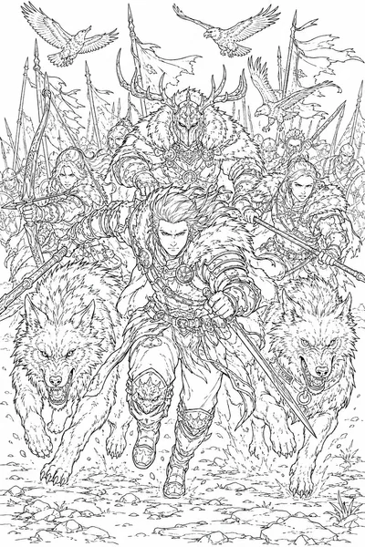 Kpop Demon Hunters Black and White Coloring Pages – Ink-Wash Battle Charge