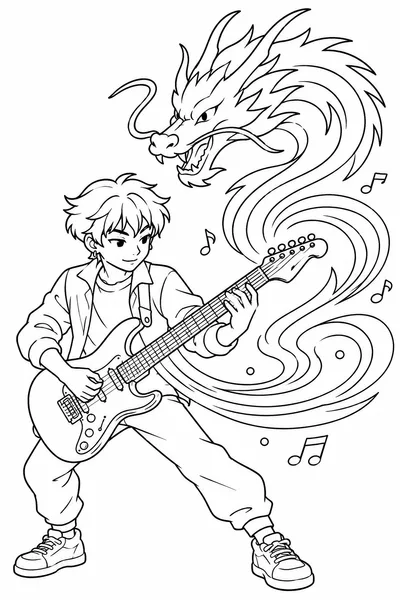 Jinu Kpop Demon Hunters Coloring Page – Sound Wave Dragon Summon