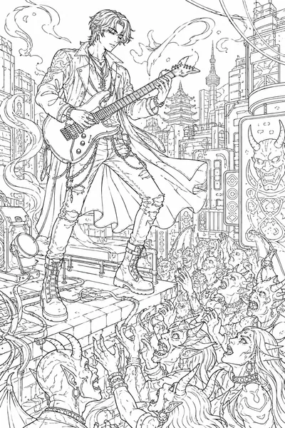 Jinu Rooftop Serenade Coloring Page