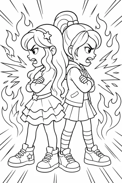 Mira and Zoey Rivalry Coloring Page