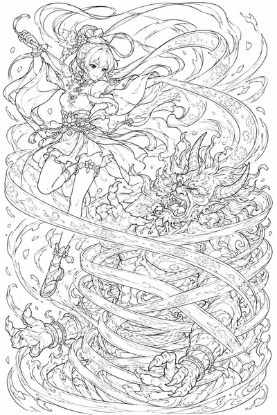 Rumi From Kpop Demon Hunters Coloring Page – Ribbon Vortex Capture