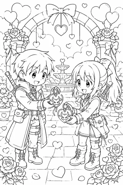 Kpop Demon Hunters Valentine's Day Coloring Page – Heart Talisman Exchange