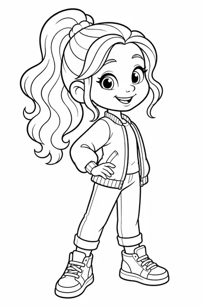 Zoey Kpop Demon Hunters Printable Coloring Pages – Three-Quarter Profile Portrait