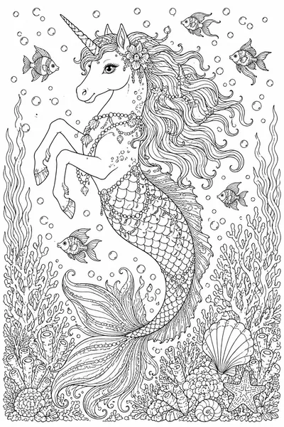 Unicorn Mermaid Coloring Page – Underwater Unicorn