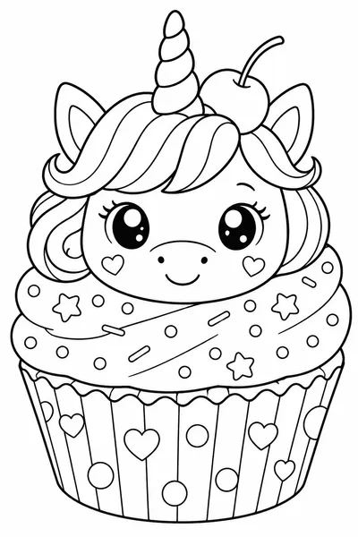 Unicorn Cupcake Coloring Page – Sweet Cupcake Unicorn