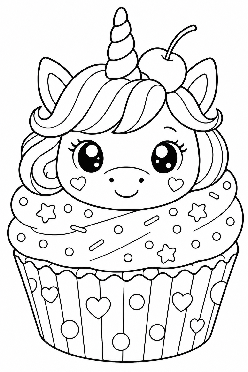 Unicorn Cupcake Coloring Page – Sweet Cupcake Unicorn